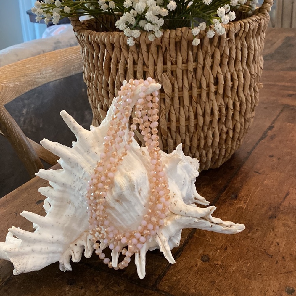 Pink quartz, long necklace